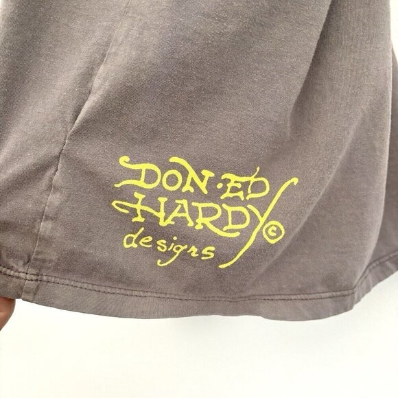 Ed Hardy by Christian Audigier Gray Skull Bones Short Sleeve T-Shirt Men’s XXL - Picture 4 of 9